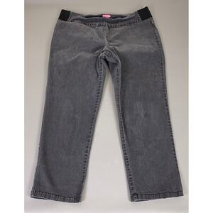 Woman Within Pull On Jeans Plus Size 24W‎ Gray Straight Leg Stretch Denim *